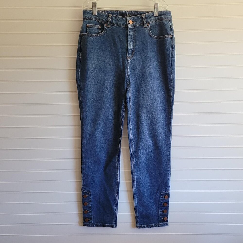 Boden Jeans Womens Size 6 Blue The Chester Straight Metal Button Detail